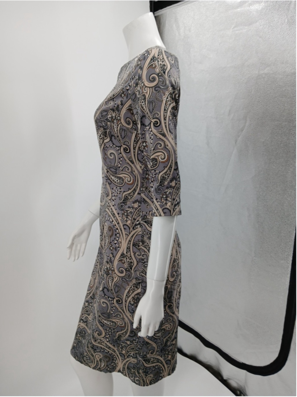 White Label Womens Dress Size 42 Gray Paisley Polyester - Picture 9 of 11